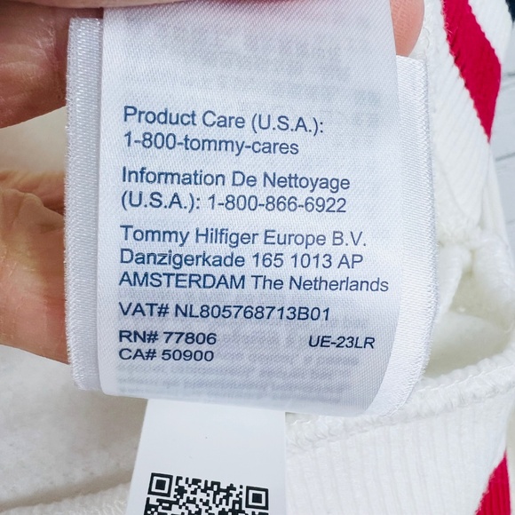 |•TOMMY HILFIGER•| WhiteV-Neck Overized Cropped Sweatshirt Size XS - Picture 12 of 16